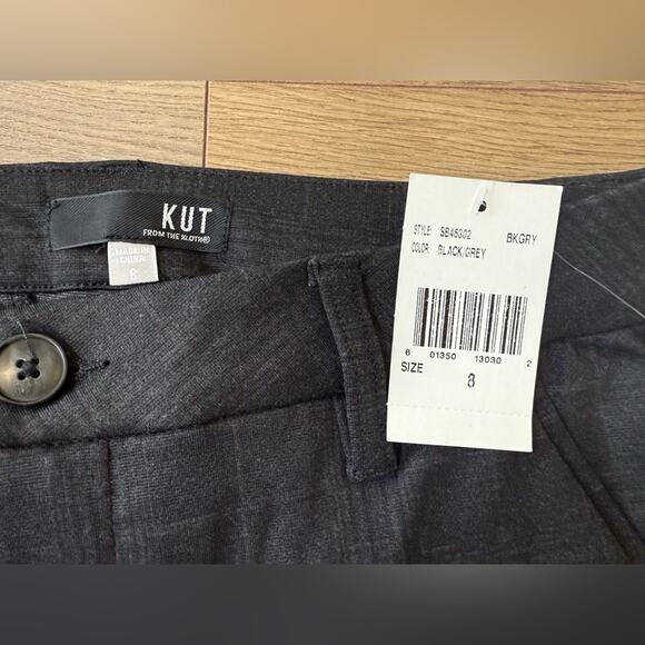 NWT Kut From The Kloth Grey Plaid Knit Stretch Bootcut Trouser Dress Pants Sz 8 - Picture 5 of 10